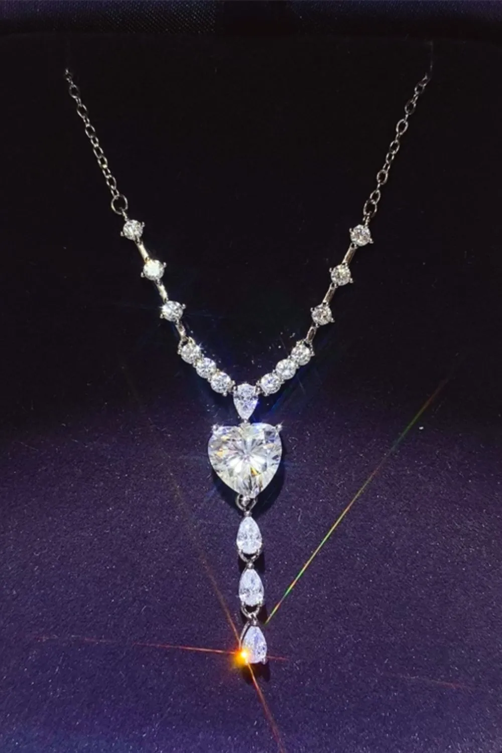 925 Sterling Silver Jewelry 3 Carat Moissanite 925 Sterling Silver Drop Necklace