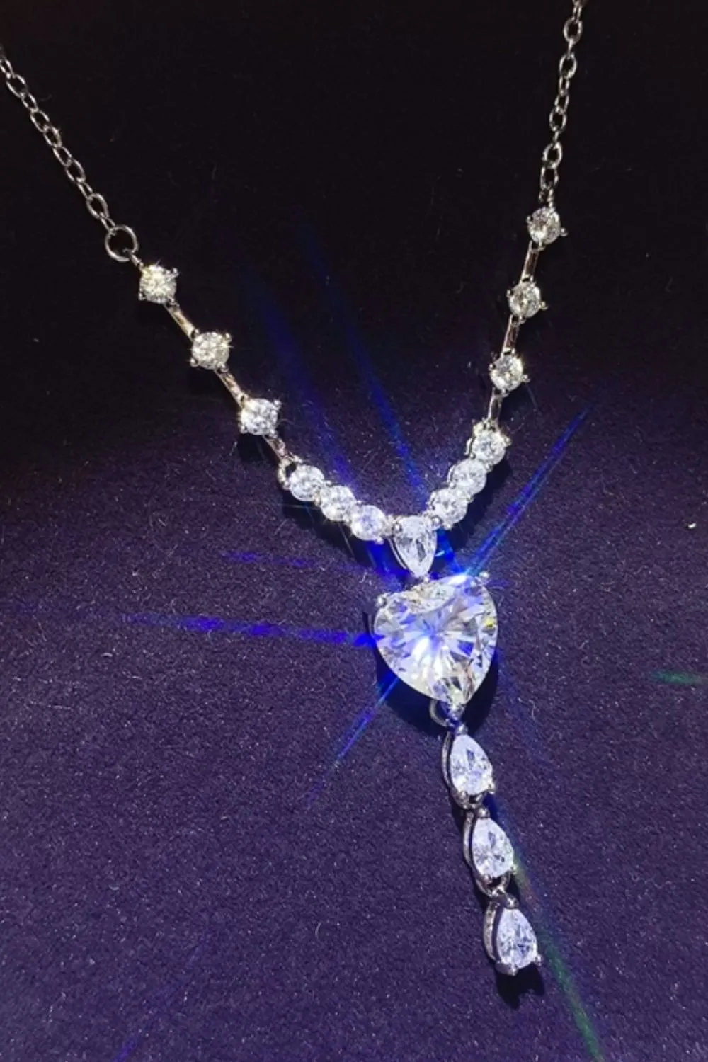 925 Sterling Silver Jewelry 3 Carat Moissanite 925 Sterling Silver Drop Necklace