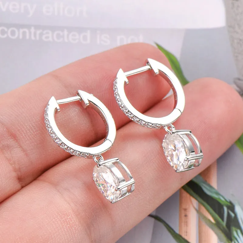 925 Sterling Silver Jewelry 3 Carat Moissanite 925 Sterling Silver Earrings