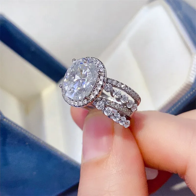 925 Sterling Silver Jewelry 3 Carat Moissanite 925 Sterling Silver Layered Ring
