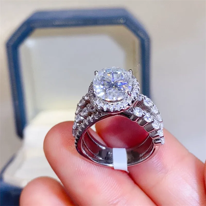 925 Sterling Silver Jewelry 3 Carat Moissanite 925 Sterling Silver Layered Ring