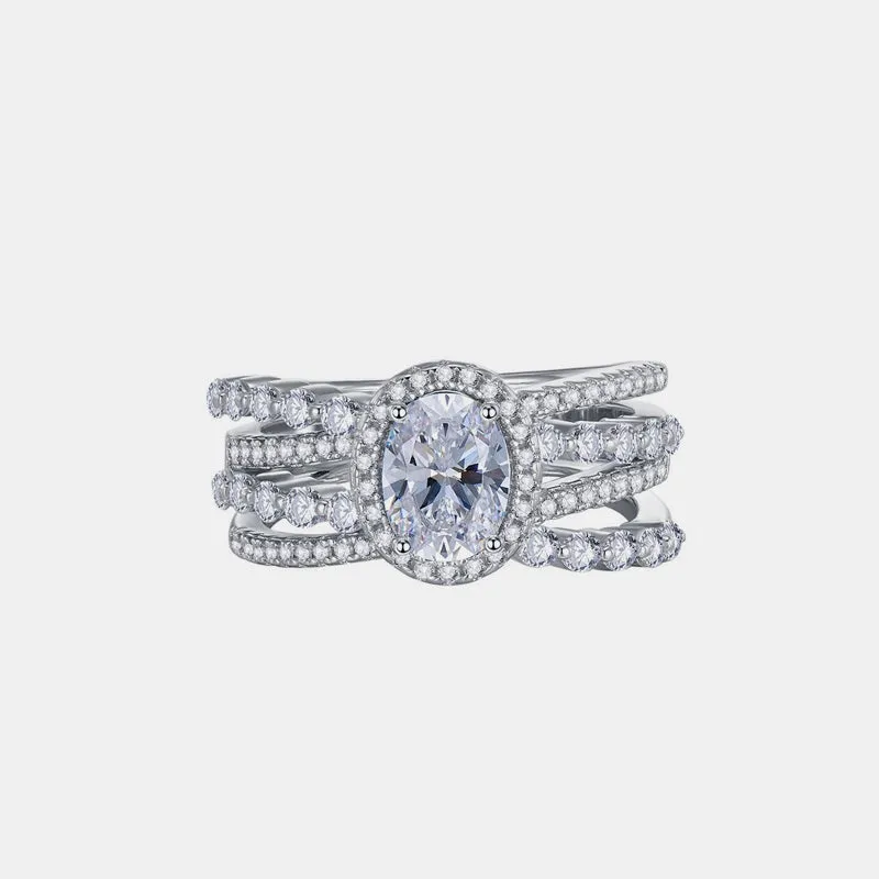 925 Sterling Silver Jewelry 3 Carat Moissanite 925 Sterling Silver Layered Ring