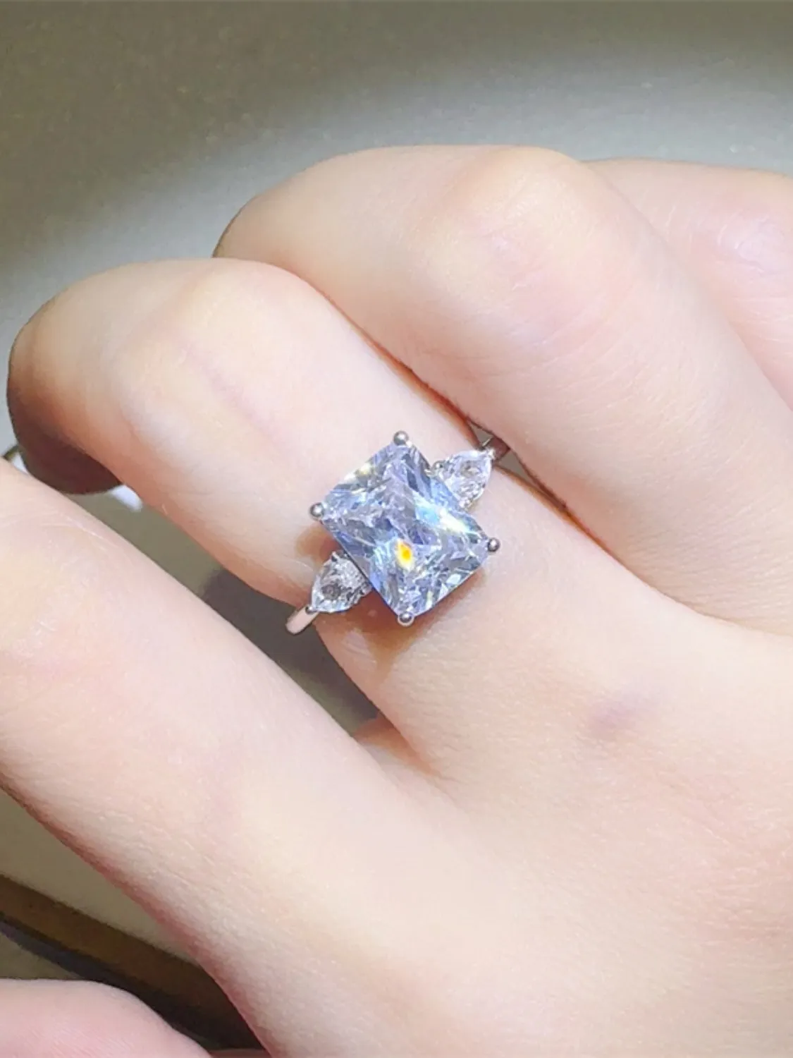 925 Sterling Silver Jewelry 3 Carat Moissanite 925 Sterling Silver Square Shape Ring