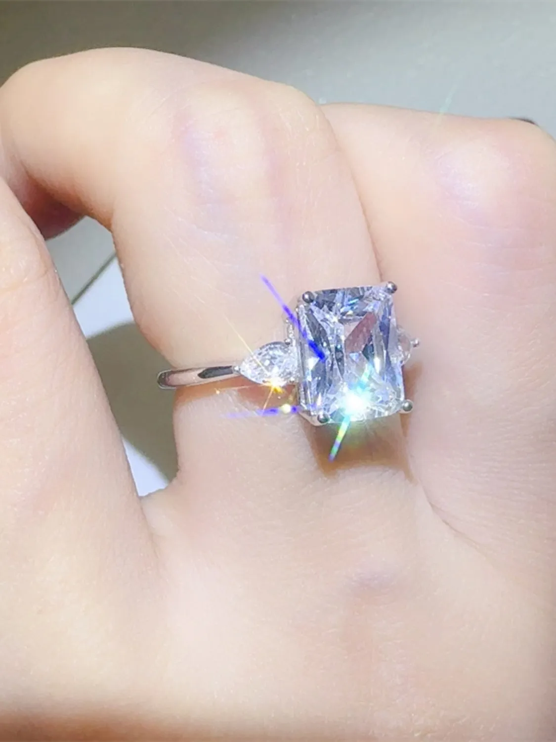 925 Sterling Silver Jewelry 3 Carat Moissanite 925 Sterling Silver Square Shape Ring