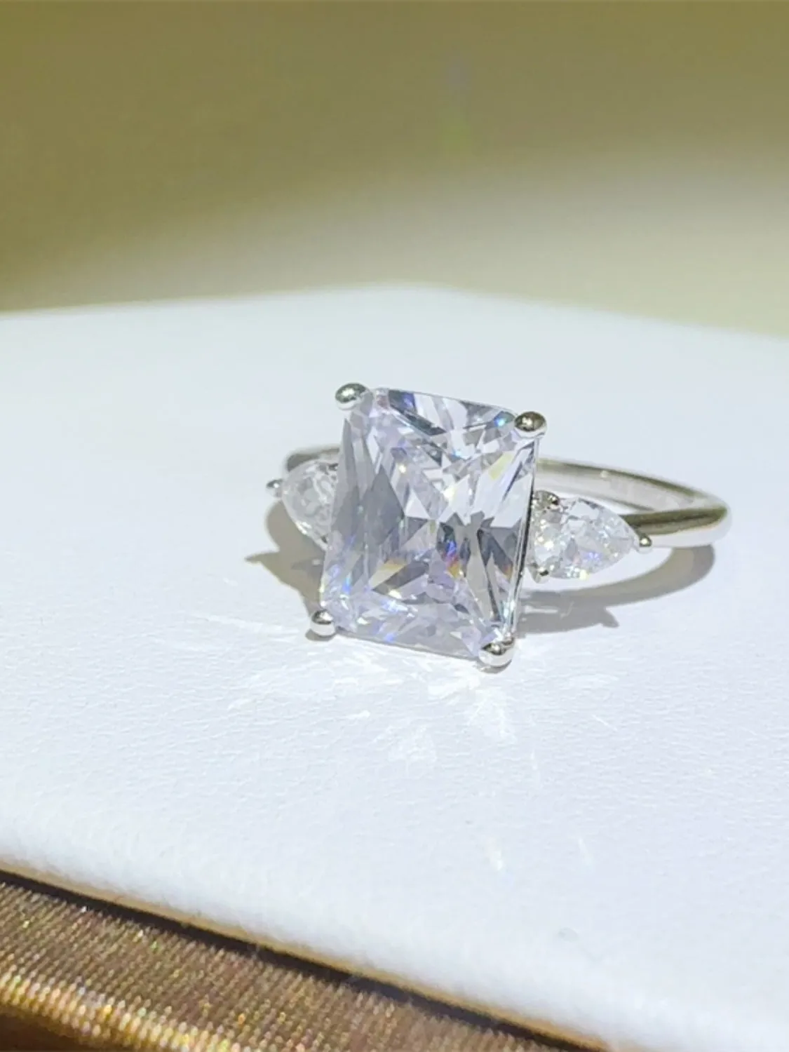 925 Sterling Silver Jewelry 3 Carat Moissanite 925 Sterling Silver Square Shape Ring