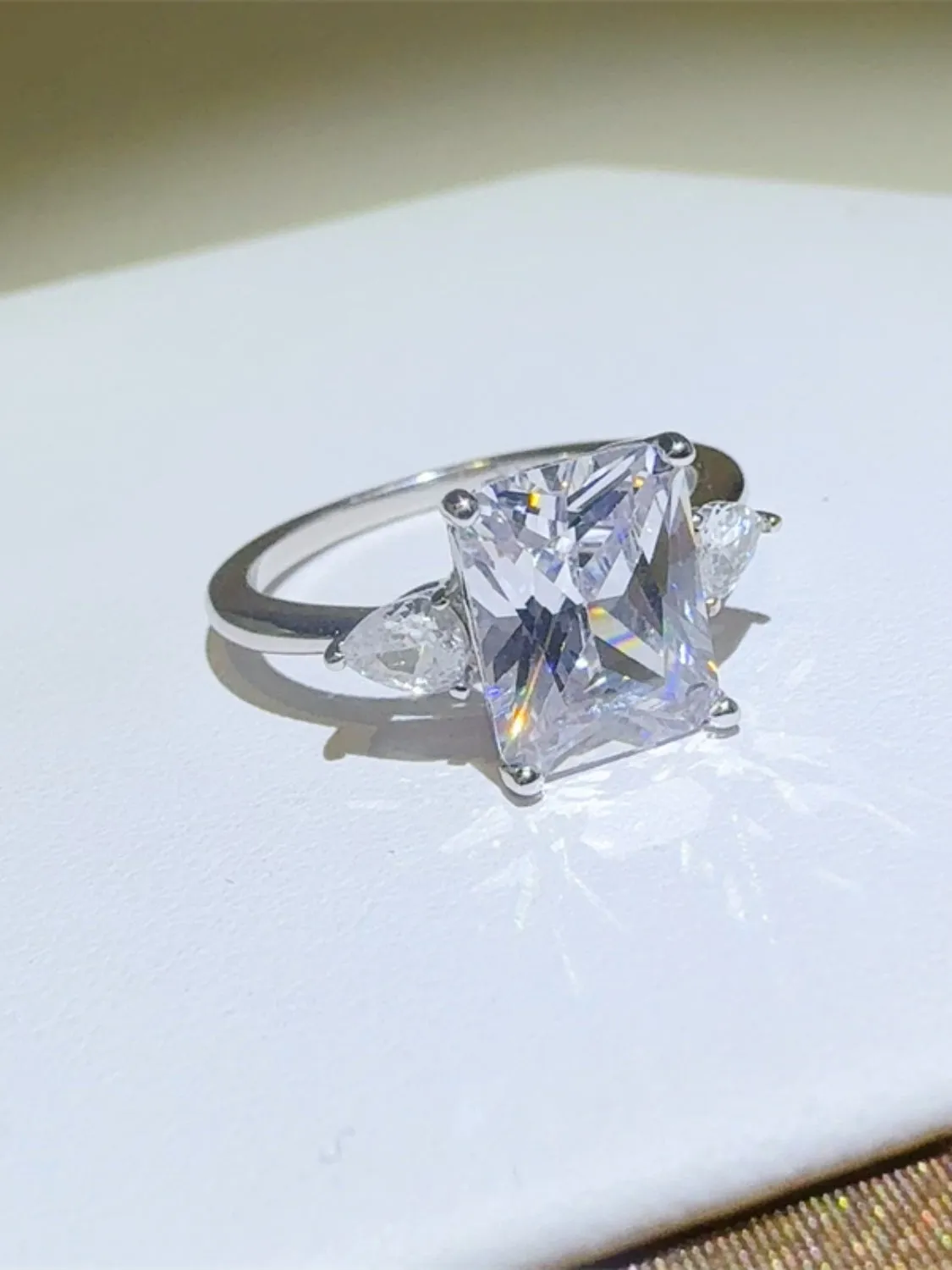 925 Sterling Silver Jewelry 3 Carat Moissanite 925 Sterling Silver Square Shape Ring