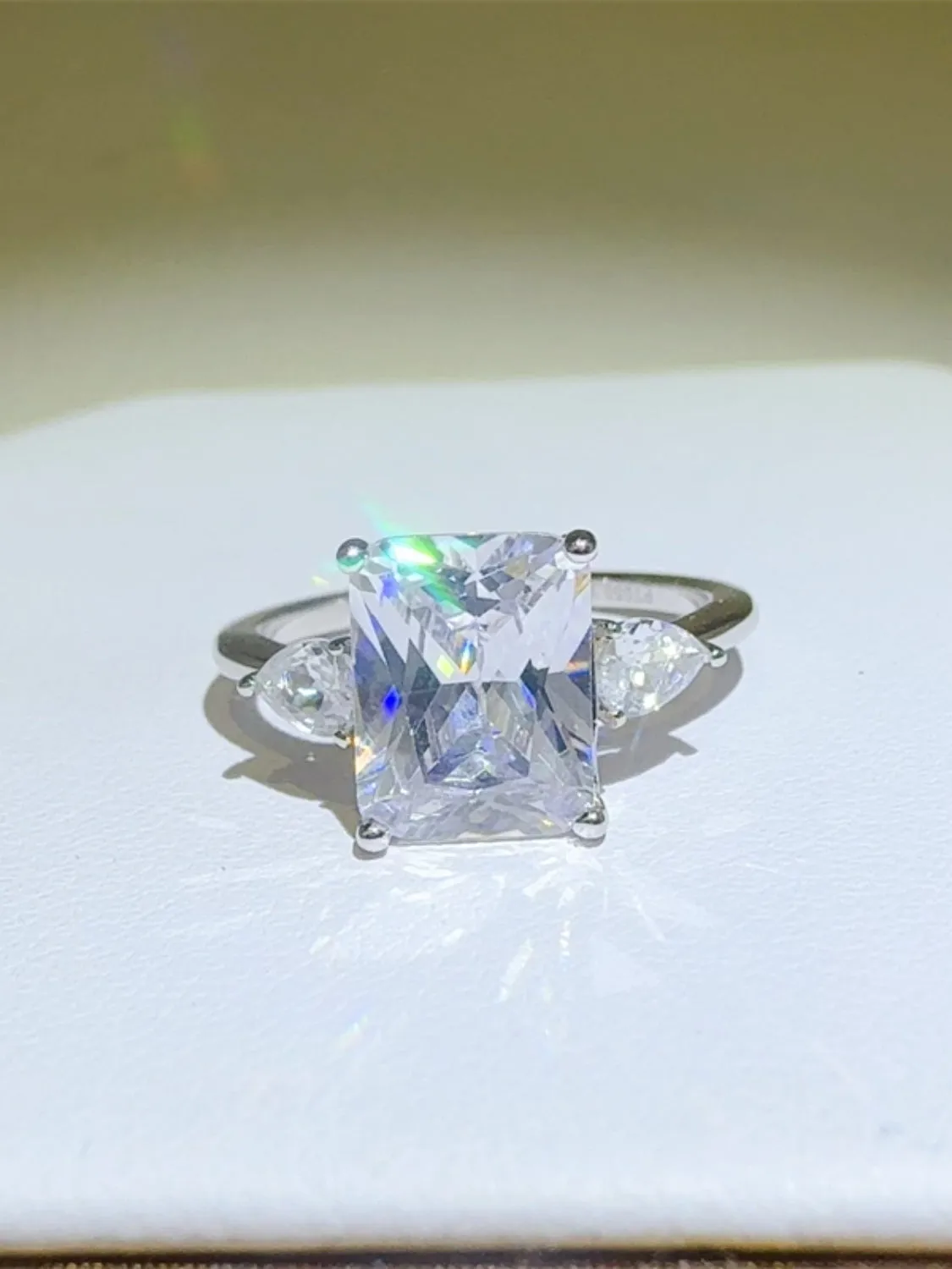 925 Sterling Silver Jewelry 3 Carat Moissanite 925 Sterling Silver Square Shape Ring