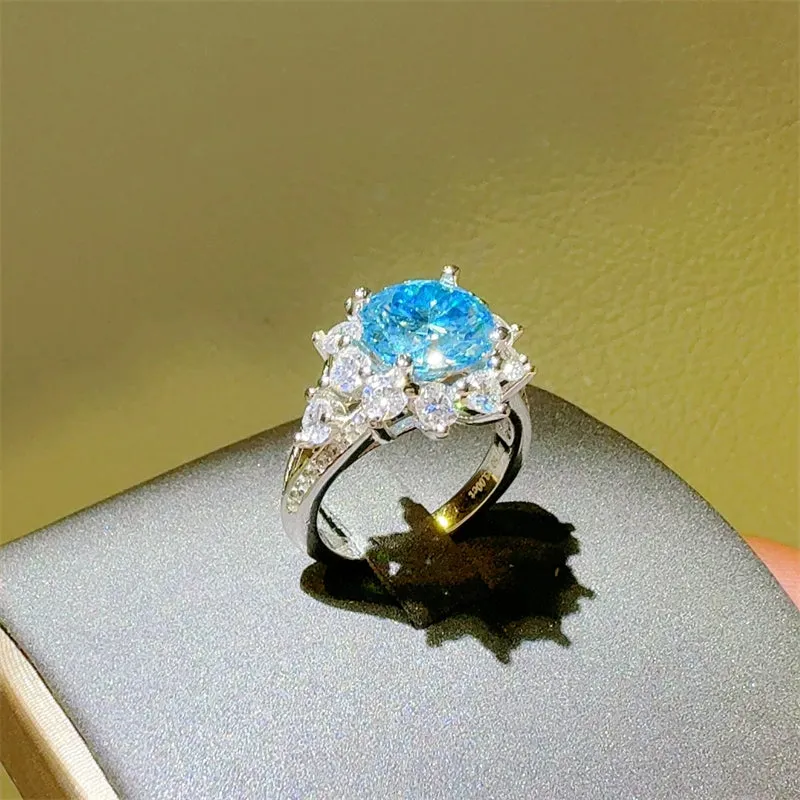 925 Sterling Silver Jewelry 3 Carat Moissanite Zircon 925 Sterling Silver Ring