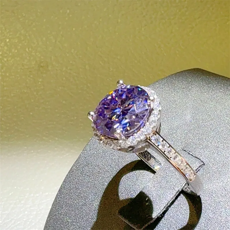 925 Sterling Silver Jewelry 3 Carat Moissanite Zircon 925 Sterling Silver Ring