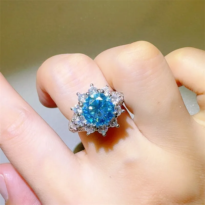 925 Sterling Silver Jewelry 3 Carat Moissanite Zircon 925 Sterling Silver Ring