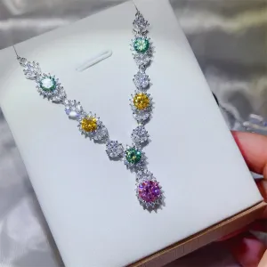 925 Sterling Silver Jewelry 3.5 Carat Moissanite 925 Sterling Silver Necklace