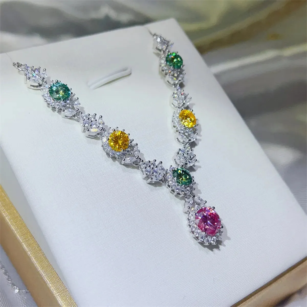 925 Sterling Silver Jewelry 3.5 Carat Moissanite 925 Sterling Silver Necklace