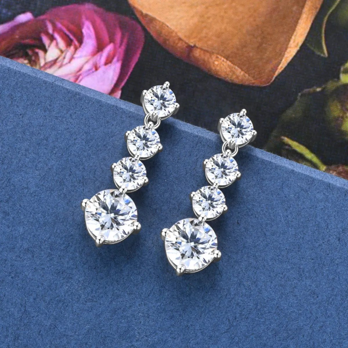 925 Sterling Silver Jewelry 4 Carat Moissanite 925 Sterling Silver Earrings