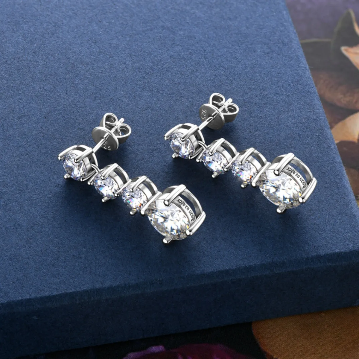 925 Sterling Silver Jewelry 4 Carat Moissanite 925 Sterling Silver Earrings