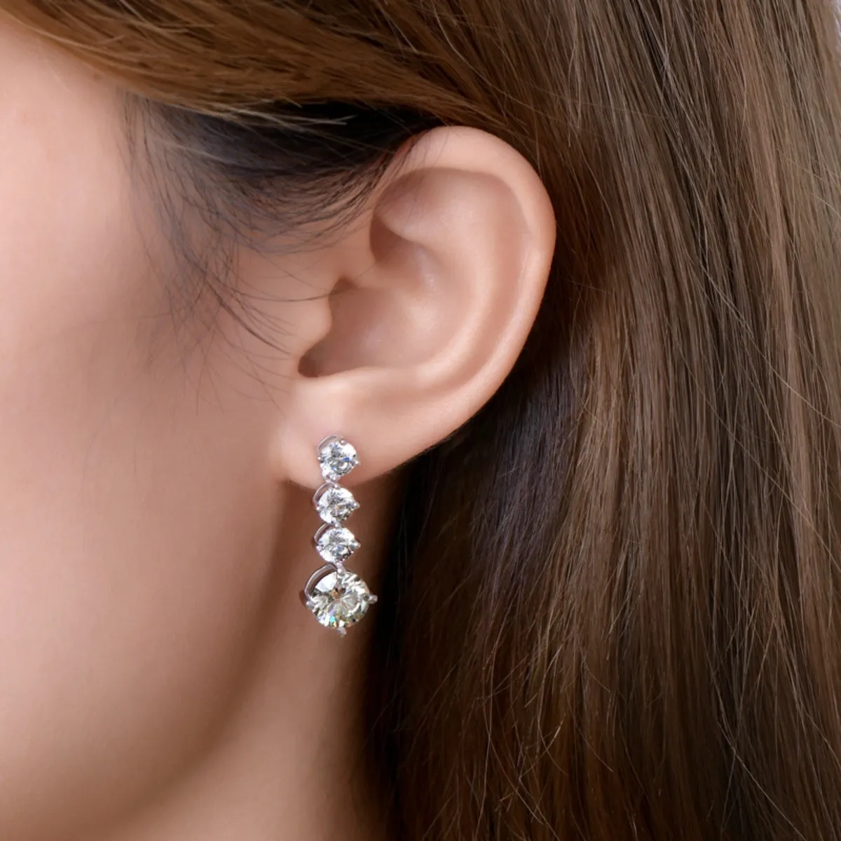 925 Sterling Silver Jewelry 4 Carat Moissanite 925 Sterling Silver Earrings