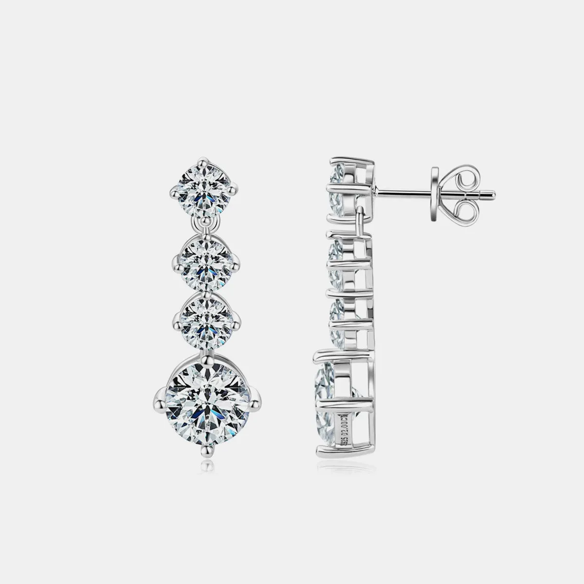 925 Sterling Silver Jewelry 4 Carat Moissanite 925 Sterling Silver Earrings