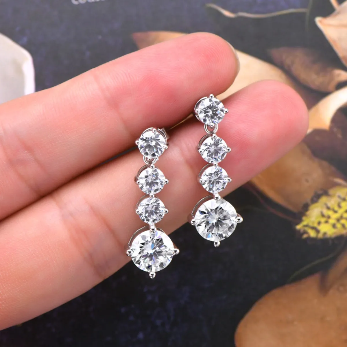 925 Sterling Silver Jewelry 4 Carat Moissanite 925 Sterling Silver Earrings