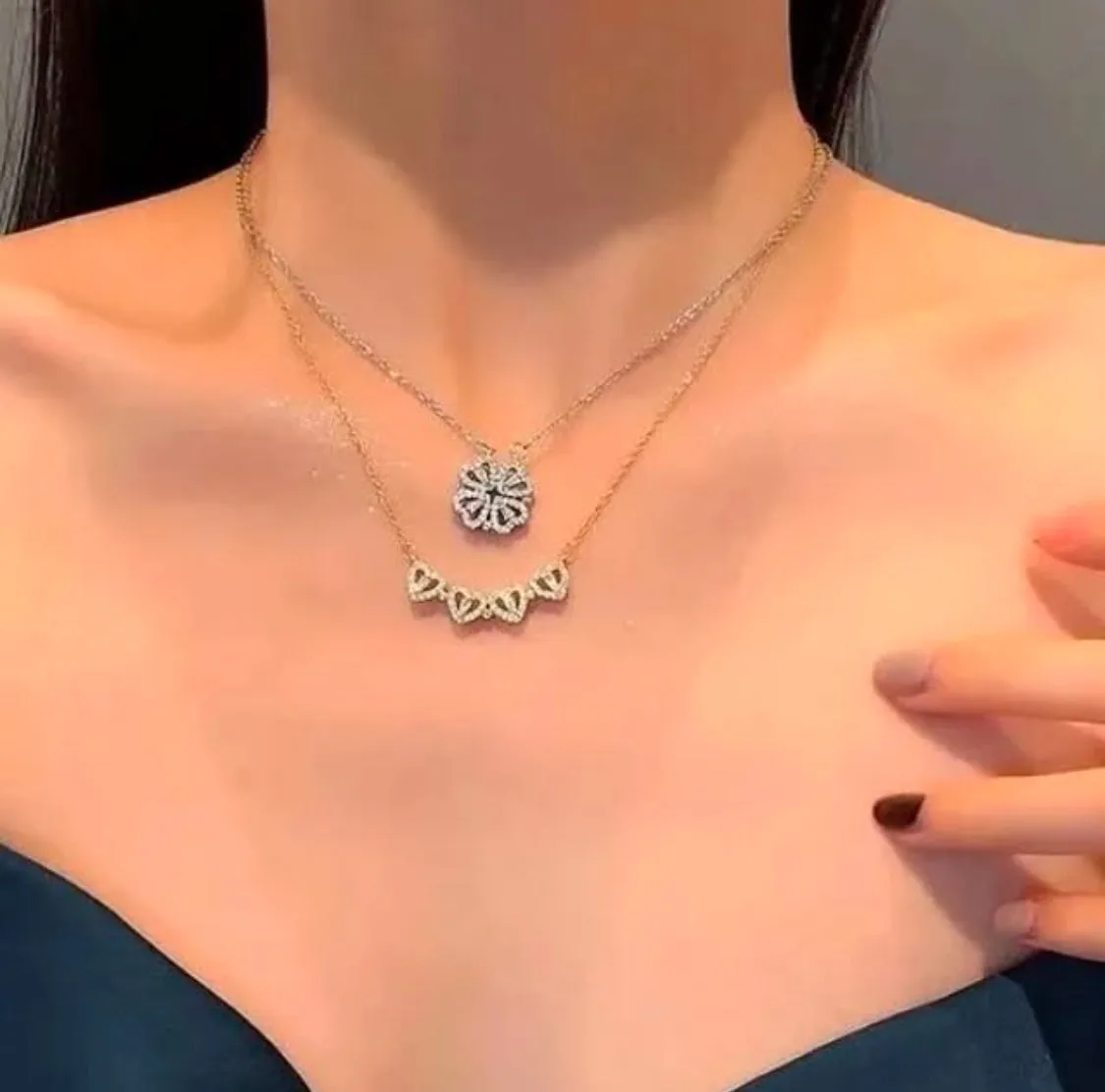 925 Sterling Silver Jewelry 4Heart Clover Necklace in 925 Sterling Silver