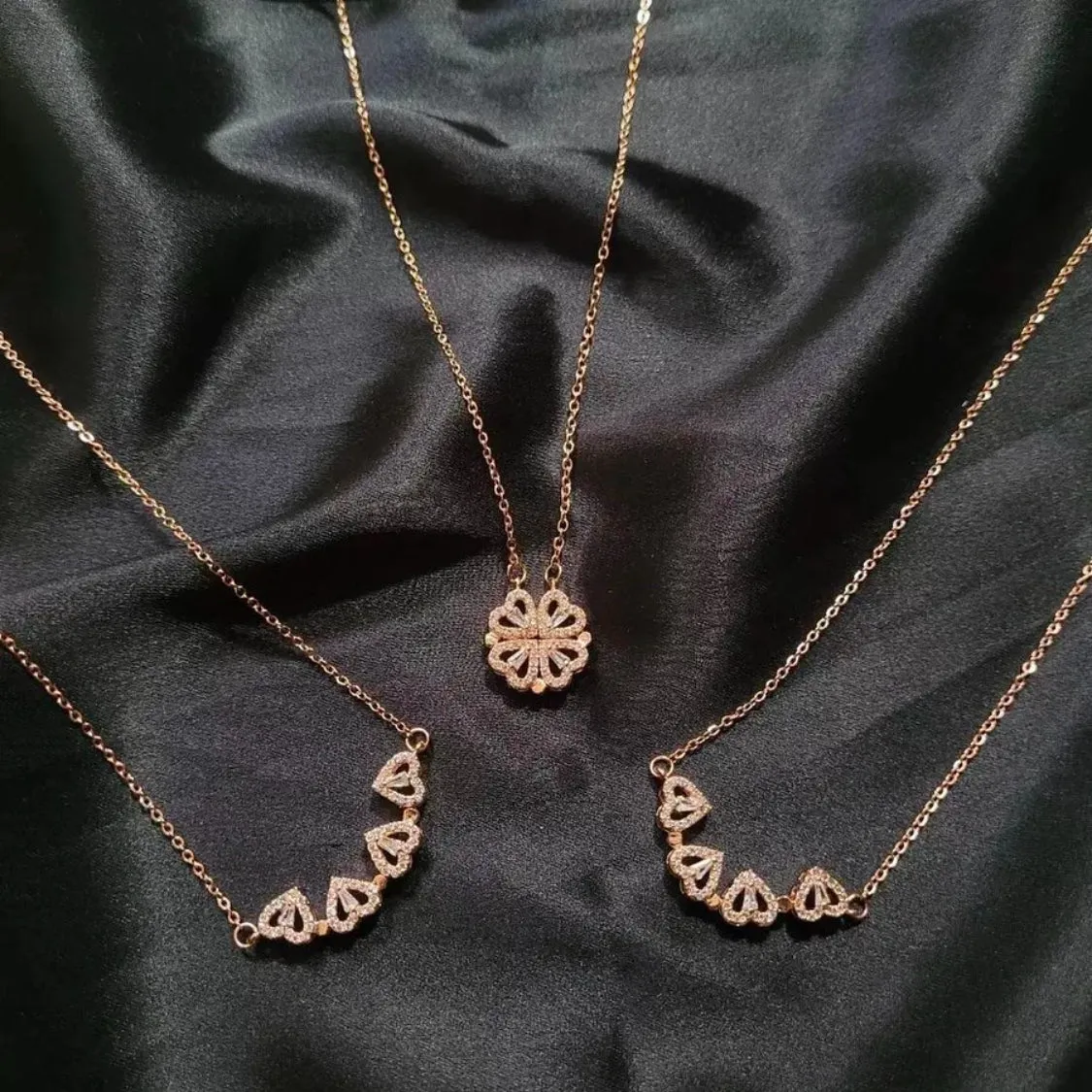 925 Sterling Silver Jewelry 4Heart Clover Necklace in 925 Sterling Silver