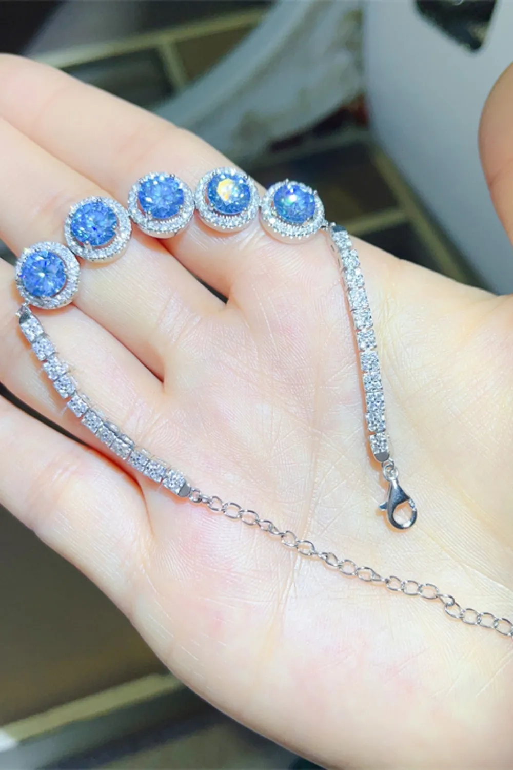 925 Sterling Silver Jewelry 5 Carat Moissanite 925 Sterling Silver Bracelet