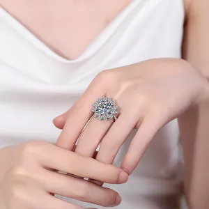 925 Sterling Silver Jewelry 5 Carat Moissanite 925 Sterling Silver Flower Shape Ring
