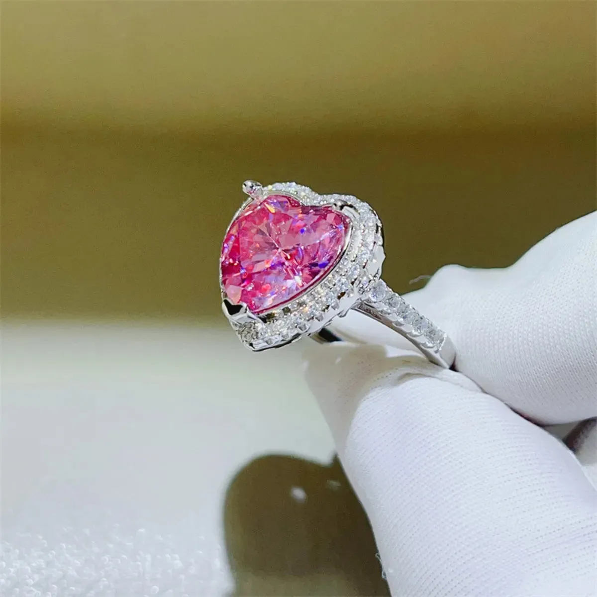 925 Sterling Silver Jewelry 5 Carat Moissanite 925 Sterling Silver Heart Ring