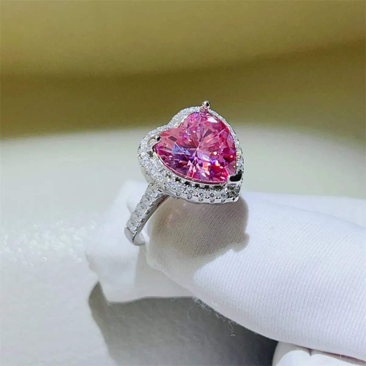 925 Sterling Silver Jewelry 5 Carat Moissanite 925 Sterling Silver Heart Ring