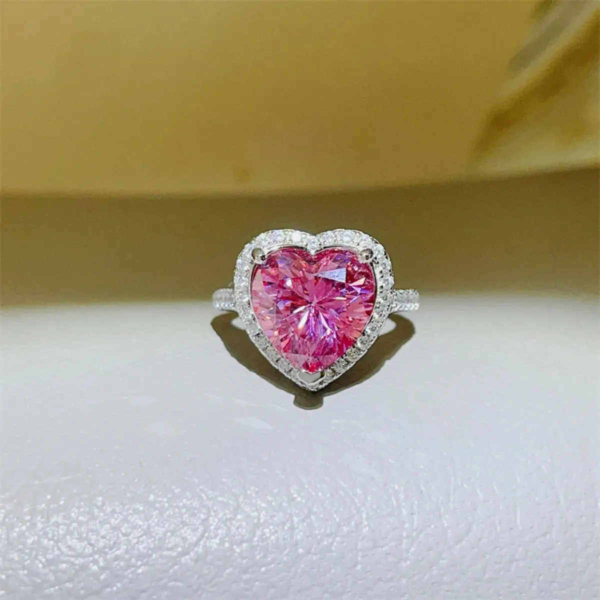 925 Sterling Silver Jewelry 5 Carat Moissanite 925 Sterling Silver Heart Ring