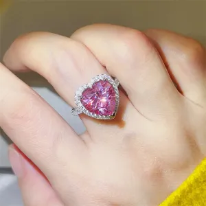 925 Sterling Silver Jewelry 5 Carat Moissanite 925 Sterling Silver Heart Ring