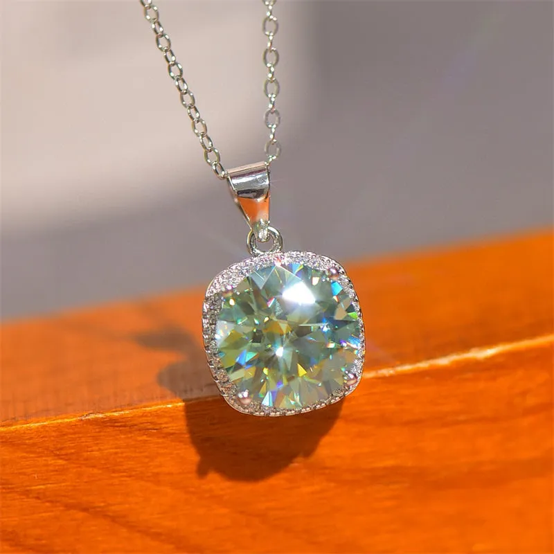 925 Sterling Silver Jewelry 5 Carat Moissanite 925 Sterling Silver Pendant Necklace