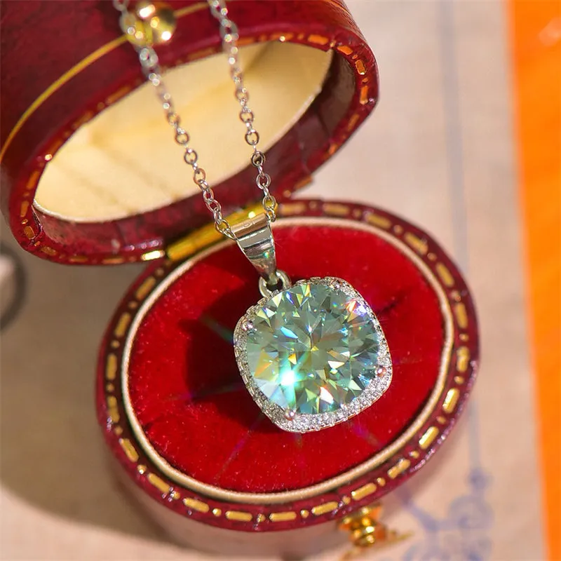 925 Sterling Silver Jewelry 5 Carat Moissanite 925 Sterling Silver Pendant Necklace