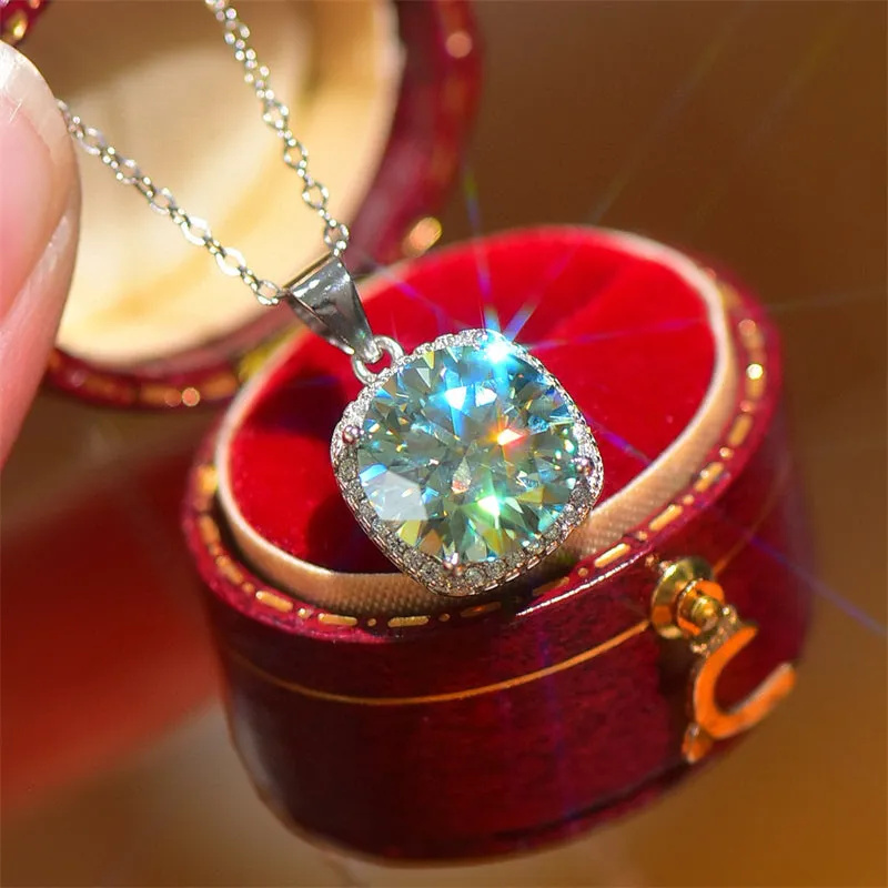 925 Sterling Silver Jewelry 5 Carat Moissanite 925 Sterling Silver Pendant Necklace