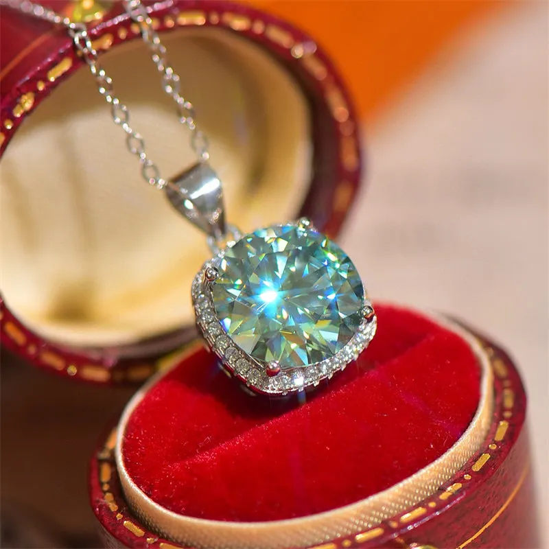 925 Sterling Silver Jewelry 5 Carat Moissanite 925 Sterling Silver Pendant Necklace