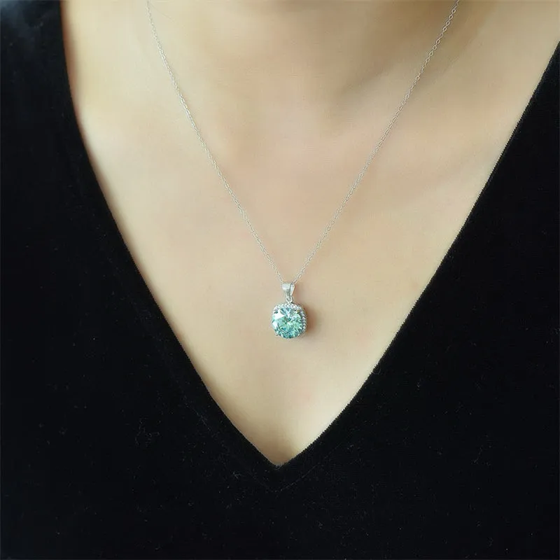 925 Sterling Silver Jewelry 5 Carat Moissanite 925 Sterling Silver Pendant Necklace