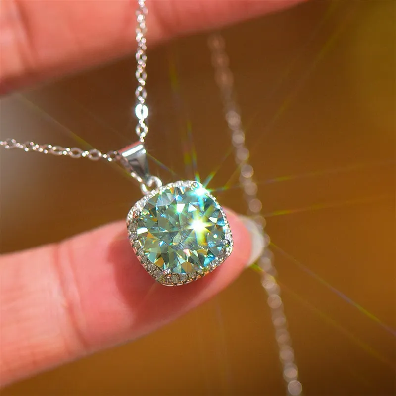 925 Sterling Silver Jewelry 5 Carat Moissanite 925 Sterling Silver Pendant Necklace