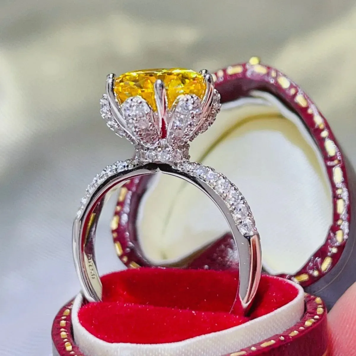 925 Sterling Silver Jewelry 5 Carat Moissanite 925 Sterling Silver Ring