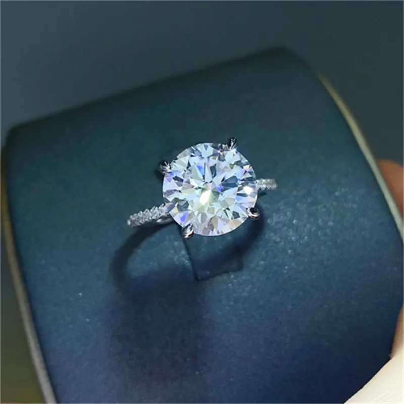 925 Sterling Silver Jewelry 5 Carat Moissanite 925 Sterling Silver Ring