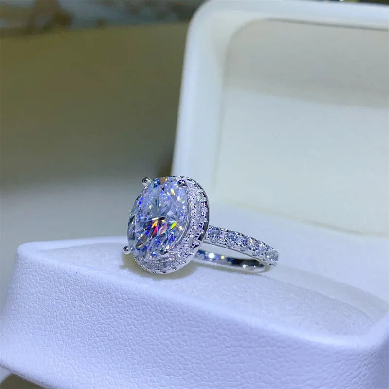 925 Sterling Silver Jewelry 5 Carat Moissanite 925 Sterling Silver Ring