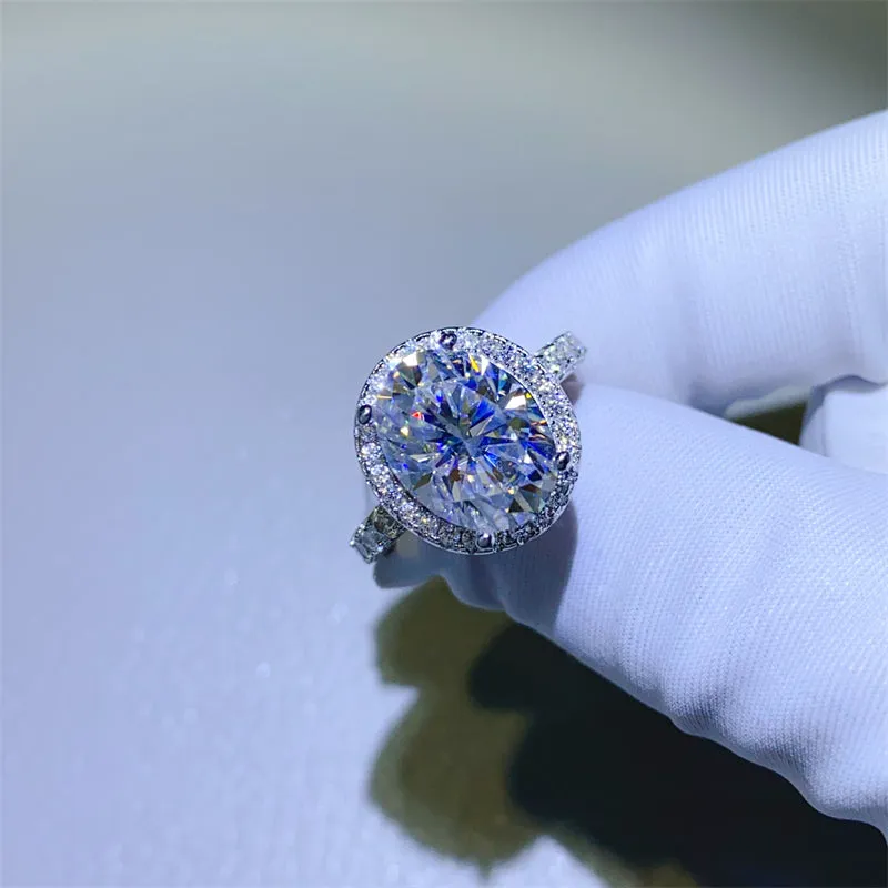 925 Sterling Silver Jewelry 5 Carat Moissanite 925 Sterling Silver Ring