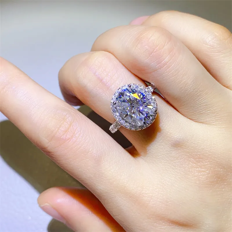 925 Sterling Silver Jewelry 5 Carat Moissanite 925 Sterling Silver Ring