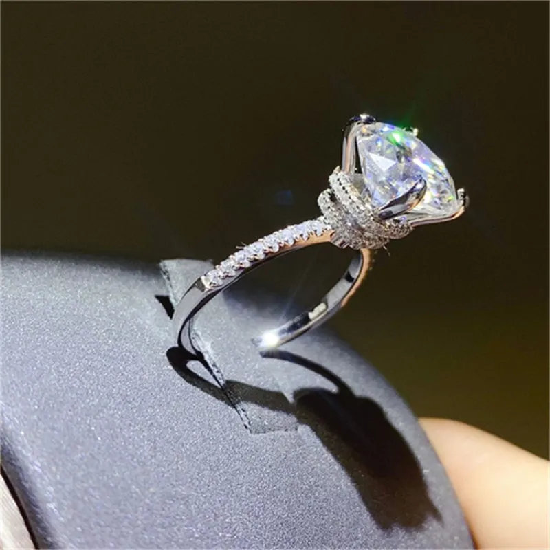 925 Sterling Silver Jewelry 5 Carat Moissanite 925 Sterling Silver Ring