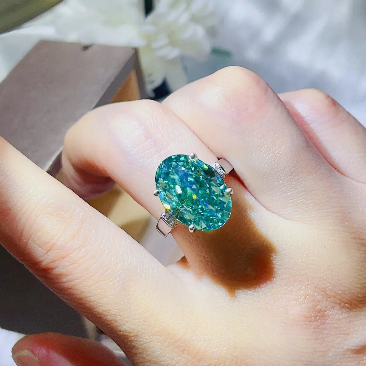 925 Sterling Silver Jewelry 5 Carat Moissanite 925 Sterling Silver Ring