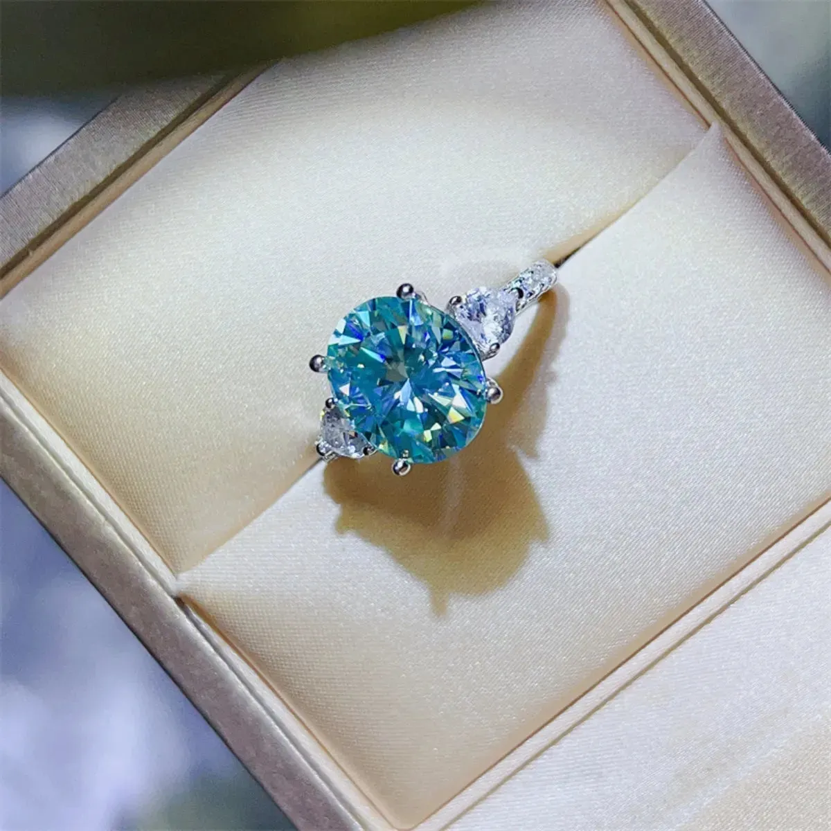 925 Sterling Silver Jewelry 5 Carat Moissanite 925 Sterling Silver Ring
