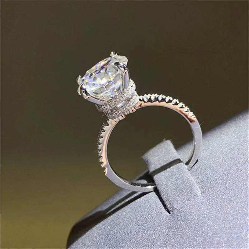 925 Sterling Silver Jewelry 5 Carat Moissanite 925 Sterling Silver Ring