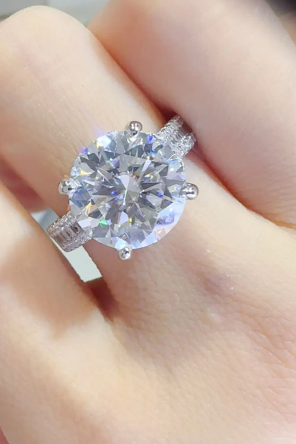 925 Sterling Silver Jewelry 5 Carat Moissanite 925 Sterling Silver Ring