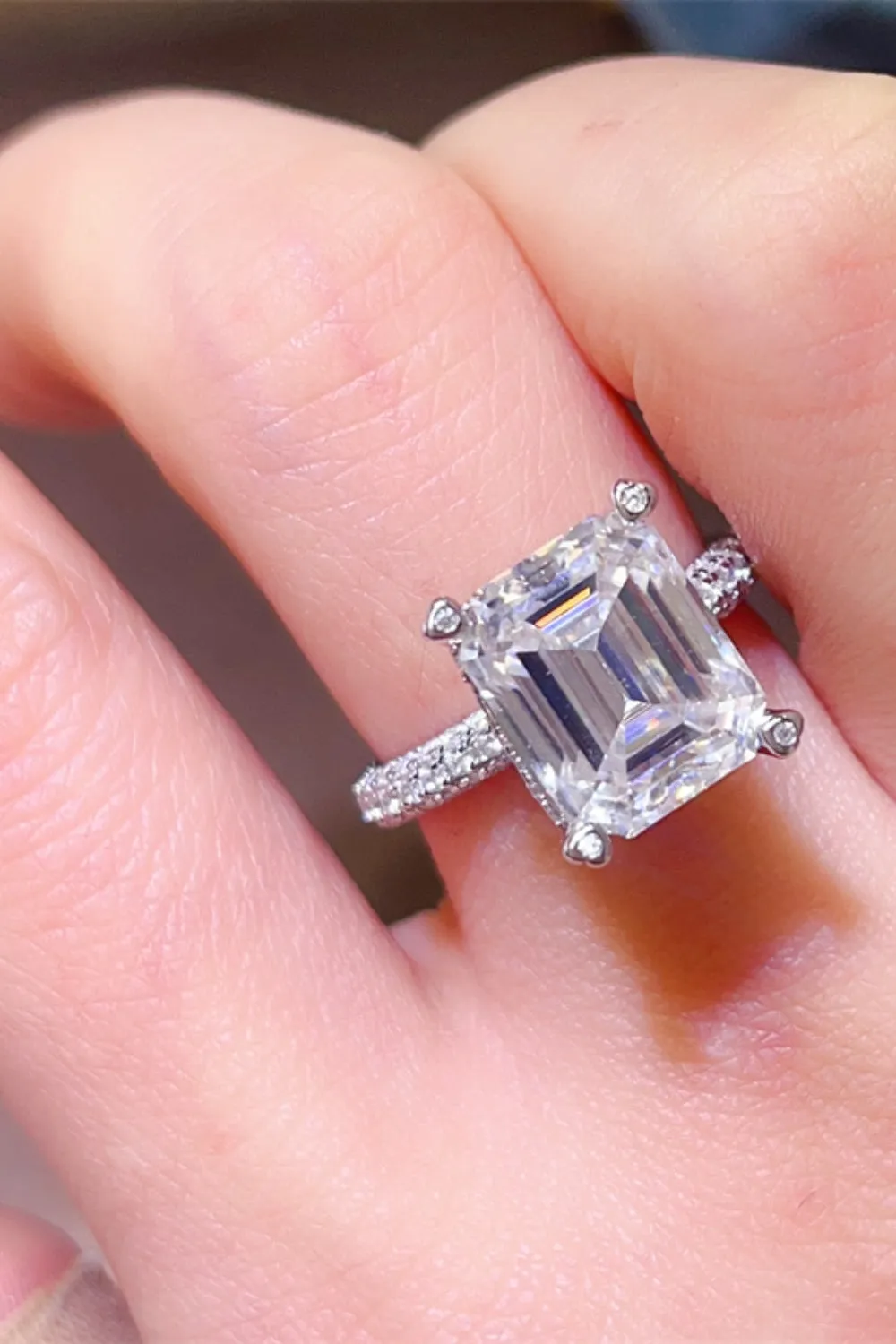925 Sterling Silver Jewelry 5 Carat Moissanite 925 Sterling Silver Ring