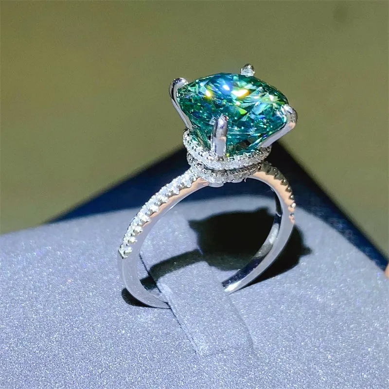 925 Sterling Silver Jewelry 5 Carat Moissanite Zircon 925 Sterling Silver Ring