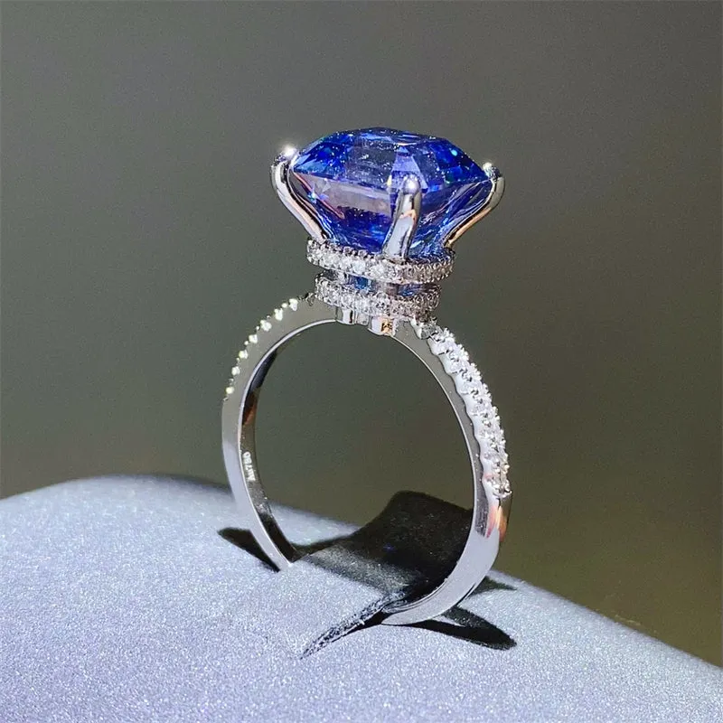 925 Sterling Silver Jewelry 5 Carat Moissanite Zircon 925 Sterling Silver Ring