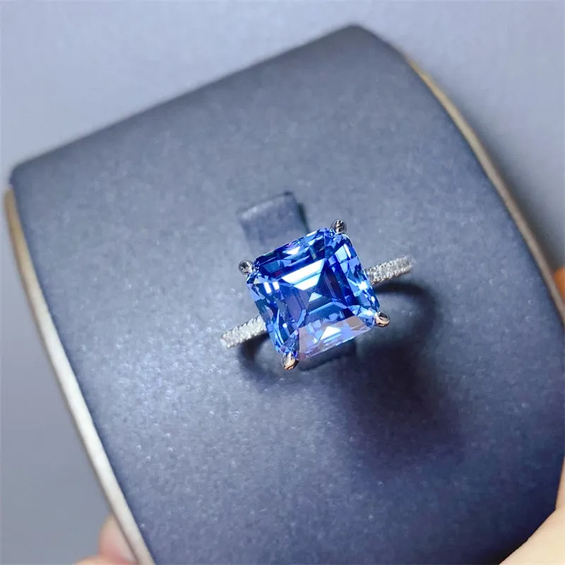 925 Sterling Silver Jewelry 5 Carat Moissanite Zircon 925 Sterling Silver Ring