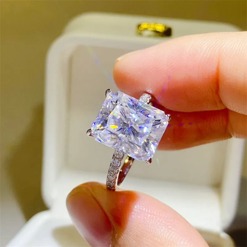 925 Sterling Silver Jewelry 5 Carat Moissanite Zircon 925 Sterling Silver Ring